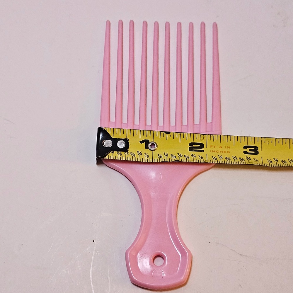 Vintage Pink Hair Pick Comb Wide Tooth Detangler Made in USA Retro Afro Lift - Picture 3 of 7